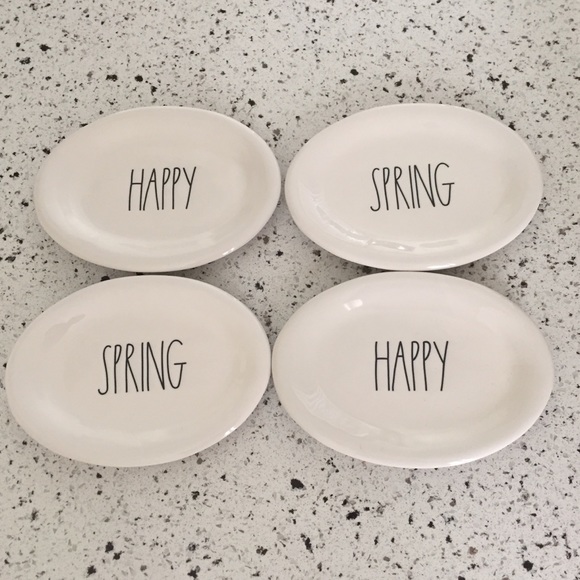 Rae Dunn Other - 🆕 Rae Dunn 4pc Happy Spring oval dinner plates